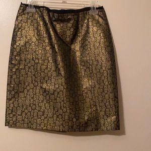 Ann Taylor LOFT black & gold straight pencil skirt